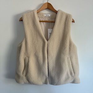 Sage & Sadie Sherpa Fleece Vest | Size S | NWT | Cream Cozy Open Front Vest